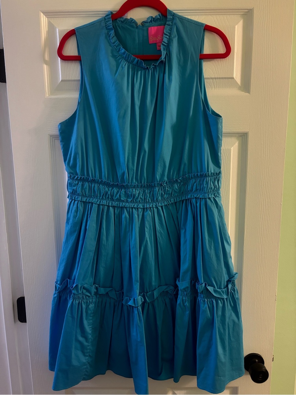 Lilly Pulitzer Sleeveless Ruffle Neck Turquoise Dress